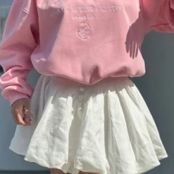Bornladies 2026 Summer New Style Puffed Pleated Short Skirt Button-decorated Bud Skirt High-waisted Short Skirt