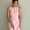 Bornladies Sleeveless Dress 2026 Summer New Style Pure Color Backless Simple Elegant Style A-line Skirt Short Skirt