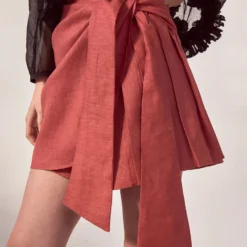 Bornladies 2026 Spring/Summer New Red Wrapped High Waist Skirt with Temperament Strap Irregular A-line Short Skirt