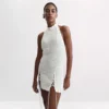 2026 Spring Summer New Knitted Hanging Neck Short Skirt Hook Weaving Hollow Strap Backless Fork Slim Knitted Short Skirt