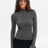 Bornladies 2026 Spring Summer New Zipper Hooded Knitted Sweater for Women's Temperament Commuting Slim Fit Long Sleeve Sweater