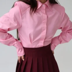 2026 spring summer new lapel single-breasted shirt button pleates design waist long-sleeved elegant commuting versatile shirt