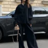 Bormladies 2026 Women's New Lantern Sleeve Long Sleeve Set Loose Cardigan Wide Leg Pants 2-Piece Casual Set 100% Cotton