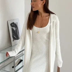 Bornladies The New 2026 Spring and Summer Pure-color Casual Knitted Suit Set Includes A Sleeveless Dress and A Cardigan Jacket