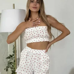 Bornladies 2026 Summer New Style Elastic Camisole Ruffle Shorts Two-piece Set Pure Cotton Camisole Shorts Set